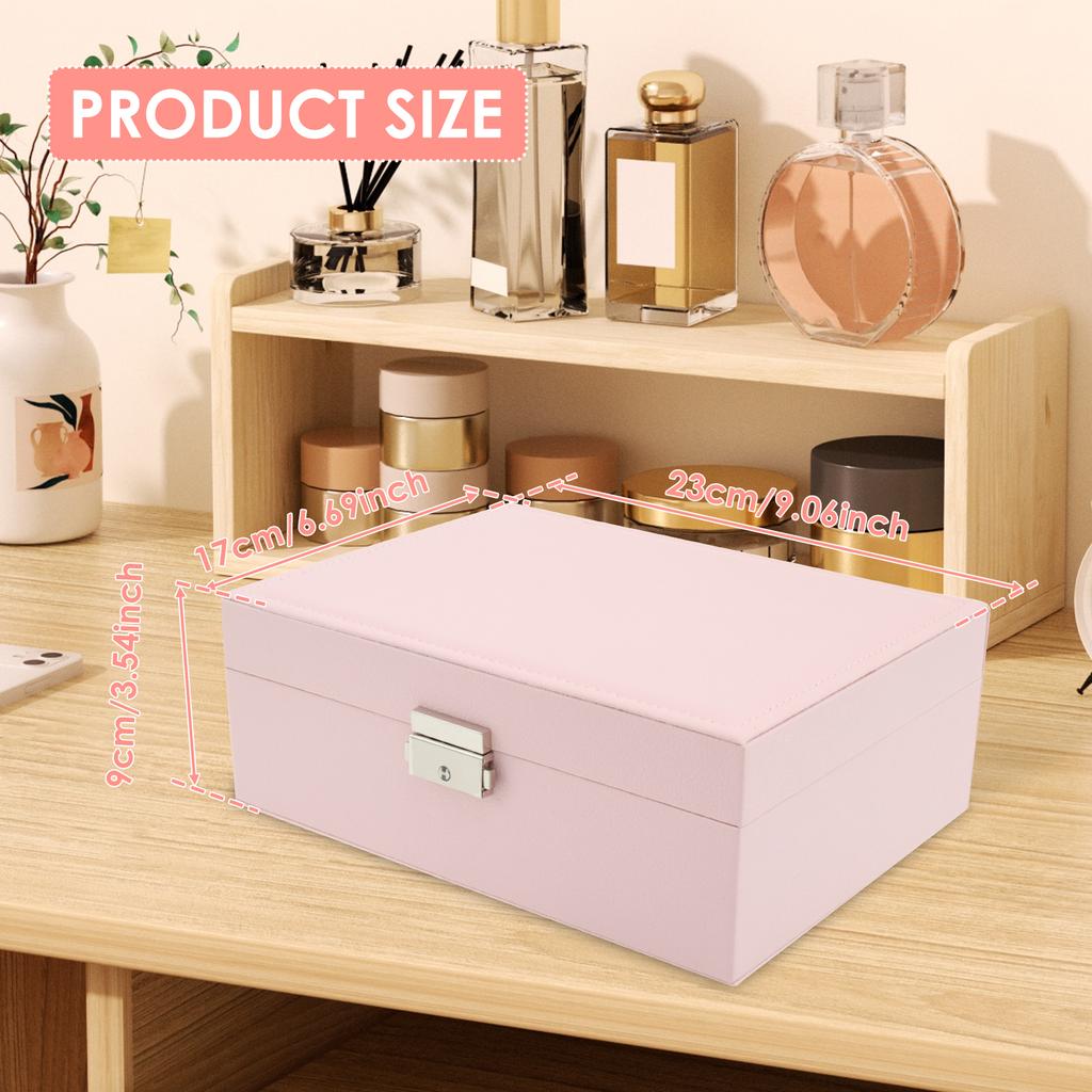 Jewelry Organizer Case Large Capacity Jewelry Box with Security Latch Divided Partition Earrings Holder Box with Removable Tray