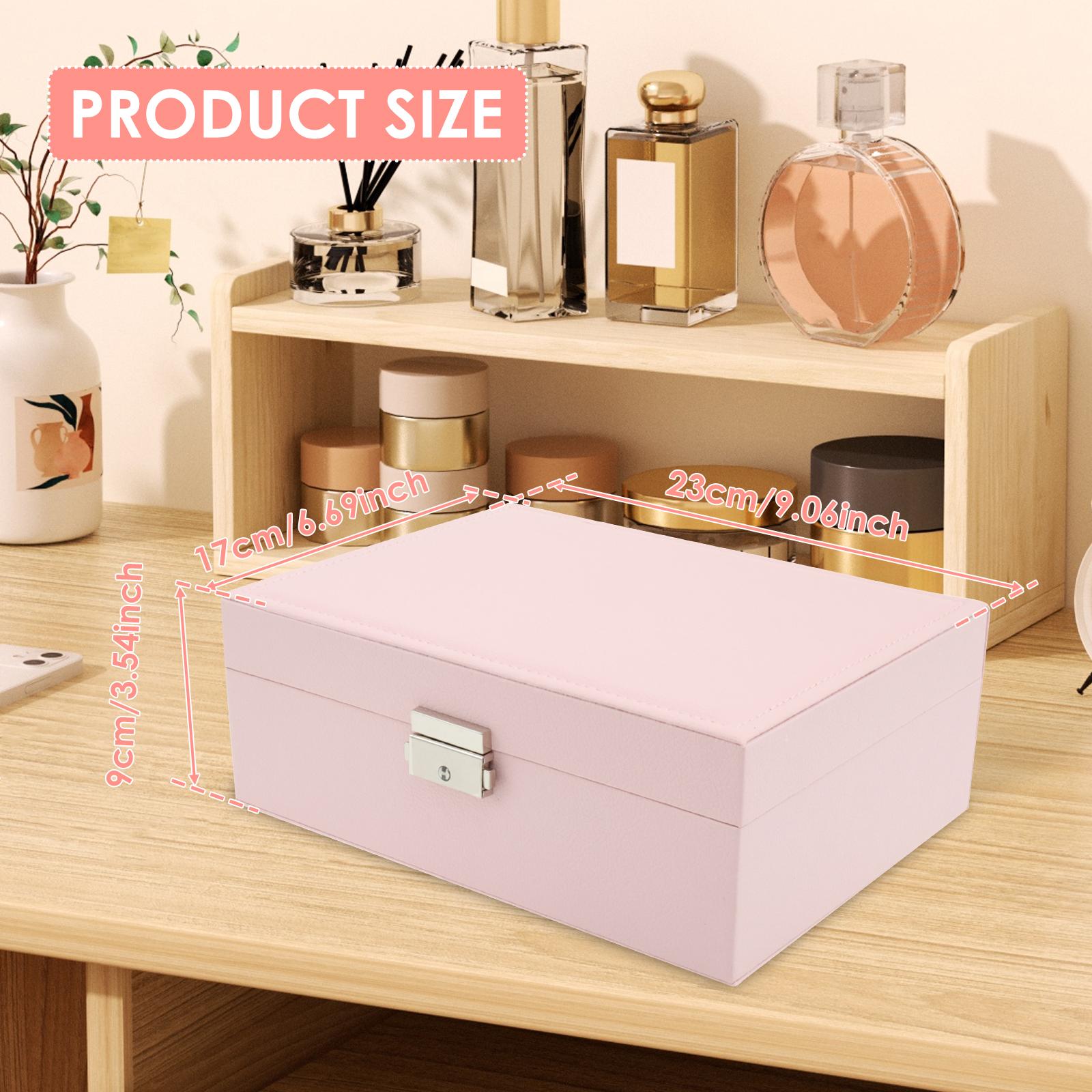 

Jewelry Organizer Case Large Capacity Jewelry Box with Security Latch Divided Partition Earrings Holder Box with Removable Tray 23X17X9cm розовый