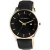Montre - Dennis - Cadran Noir - Boîtier Doré 43 Mm - Bracelet Cuir 22 Mm