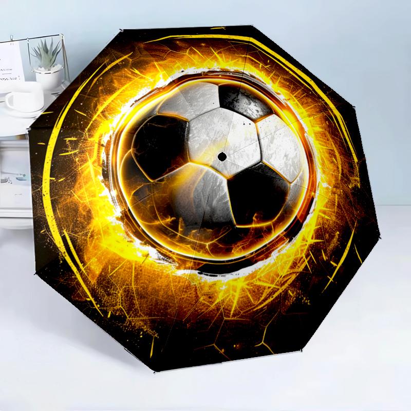 Soccer Ball Artwork 8-Frame for Travel, Camping, Casual Lightweight Portable Umbrella, Essential for Every Family Holidays Birthday Gift