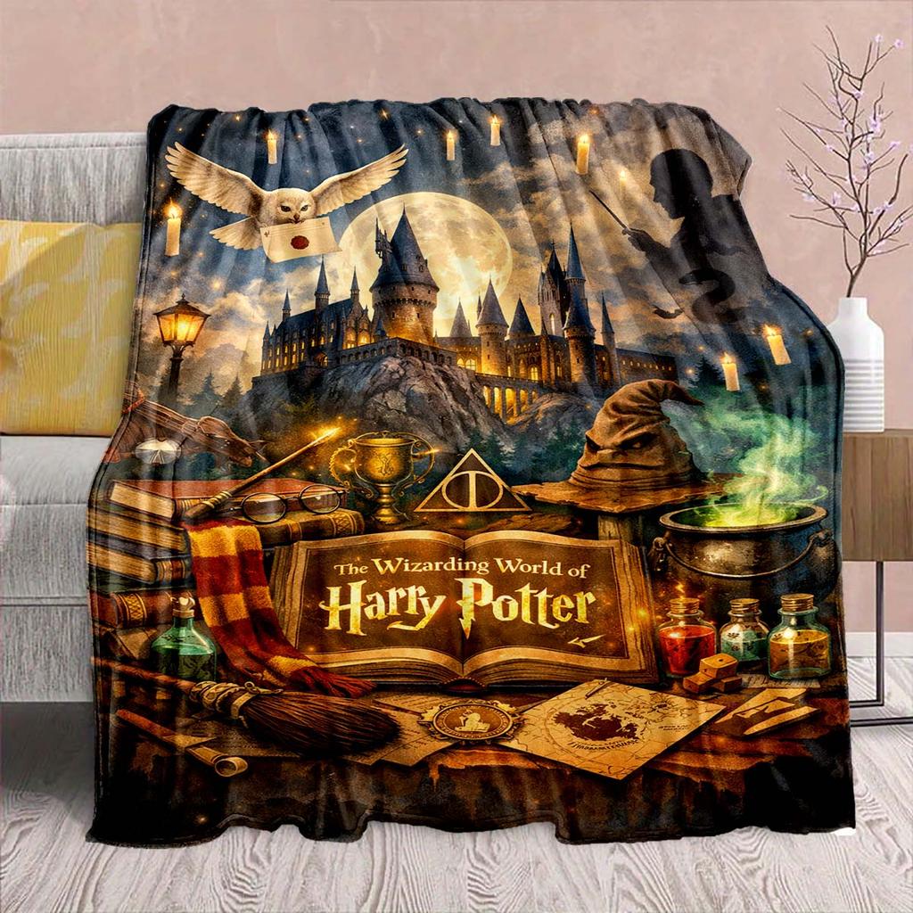 Harry Potter Magic Owl Flannel Blanket - Soft Warm Perfect for Sofa, Bedding Camping Travel Office Home Decor -QJY