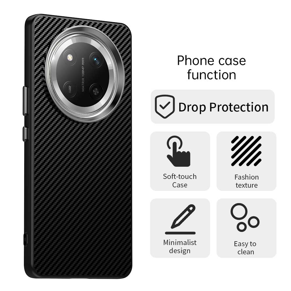 

For Honor X60 Pro 5G/X9c 5G/Magic7 Lite 5G Case Cell Phone Hybrid Back Cover Carbon Fiber Texture Black