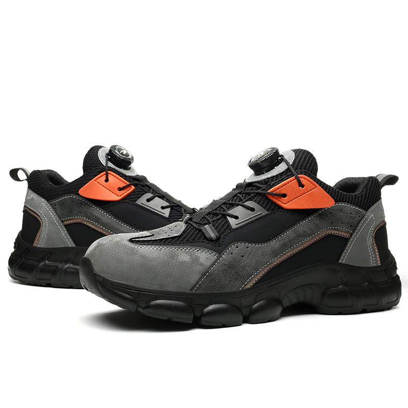 Rotated Button Men Work Shoes Anti-Smash and Anti-Puncture Safety Shoes Sneaker Comfortable Lightweight Breathable Work Shoes