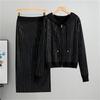 Cardigan Maglione Giacca Autunno Inverno da Donna Completo Due Pezzi Moda Gonna Corta Completo