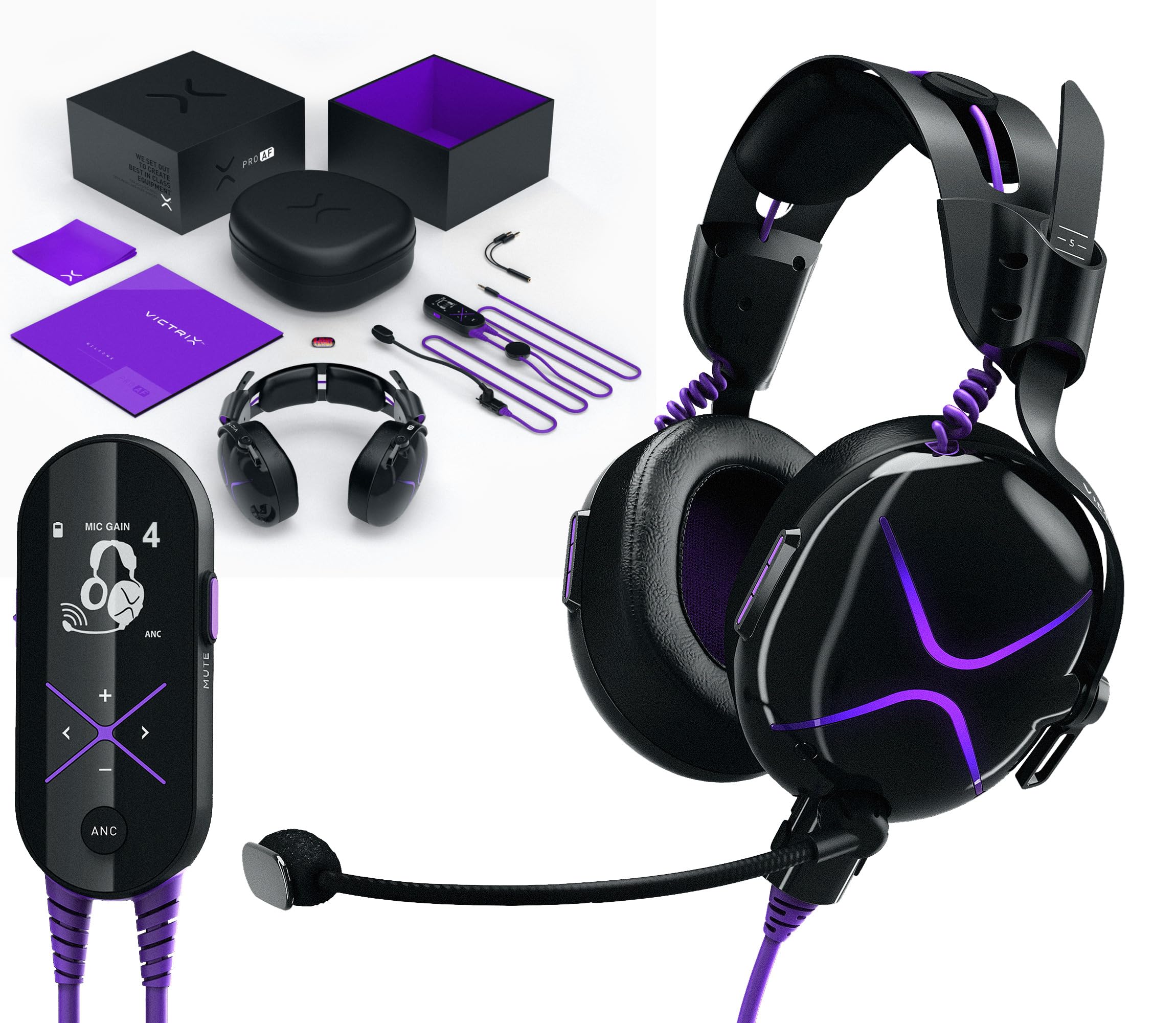 

Дротова ігрова гарнітура Pro AF Гарнітура з активним шумопоглинанням []Victrix E-Sports чорний