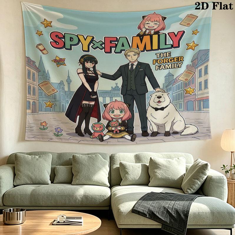 Spy Family Wall Tapestry Aesthetic Wall Hanging Printed Fabric Blanket Decorative Tapestries For Bedroom Living Room Home Decor