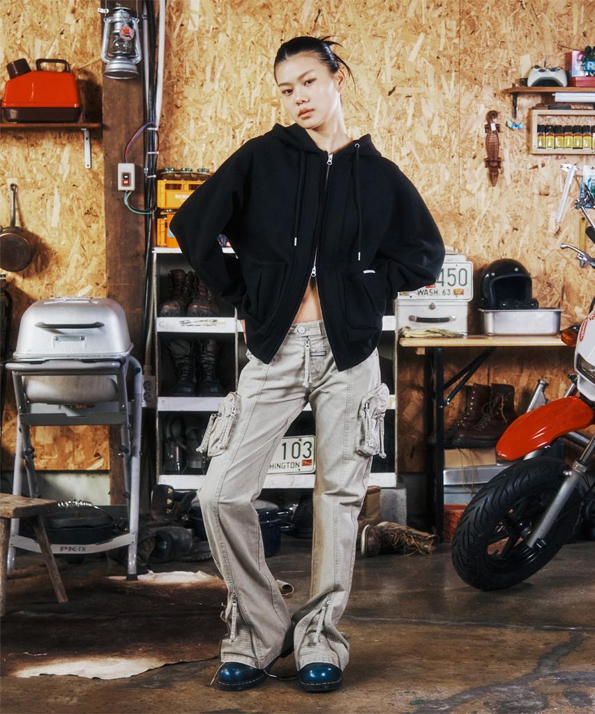 Thevinylhouse Stitch Hoodie Zip-Up Black