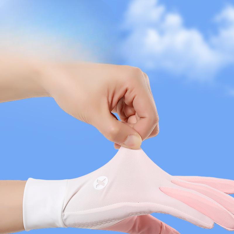 Ice Silk Gloves Thin Women's Summer Outdoor Cycling Touch Screen Full Finger Sun Protection Light and Breathable