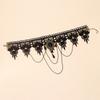 Adjustable Lace Choker Collar Gothic Necklace with Tassel Chain Crystal for Women Halloween Party Custume Vintage Choker