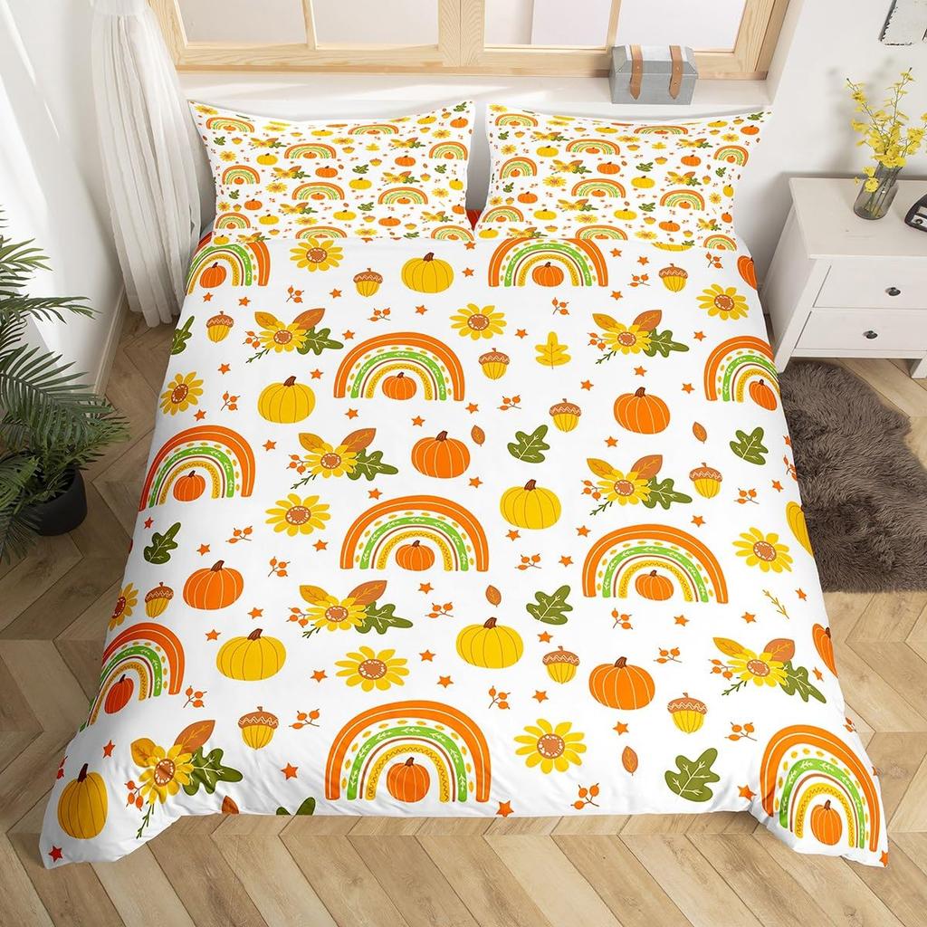 Maple Leaf Duvet Cover Queen Autumn Leaves Bedding Set Old Wooden Plank Vintage Comforter Cover for Boys Adults Room/Cabin Decor