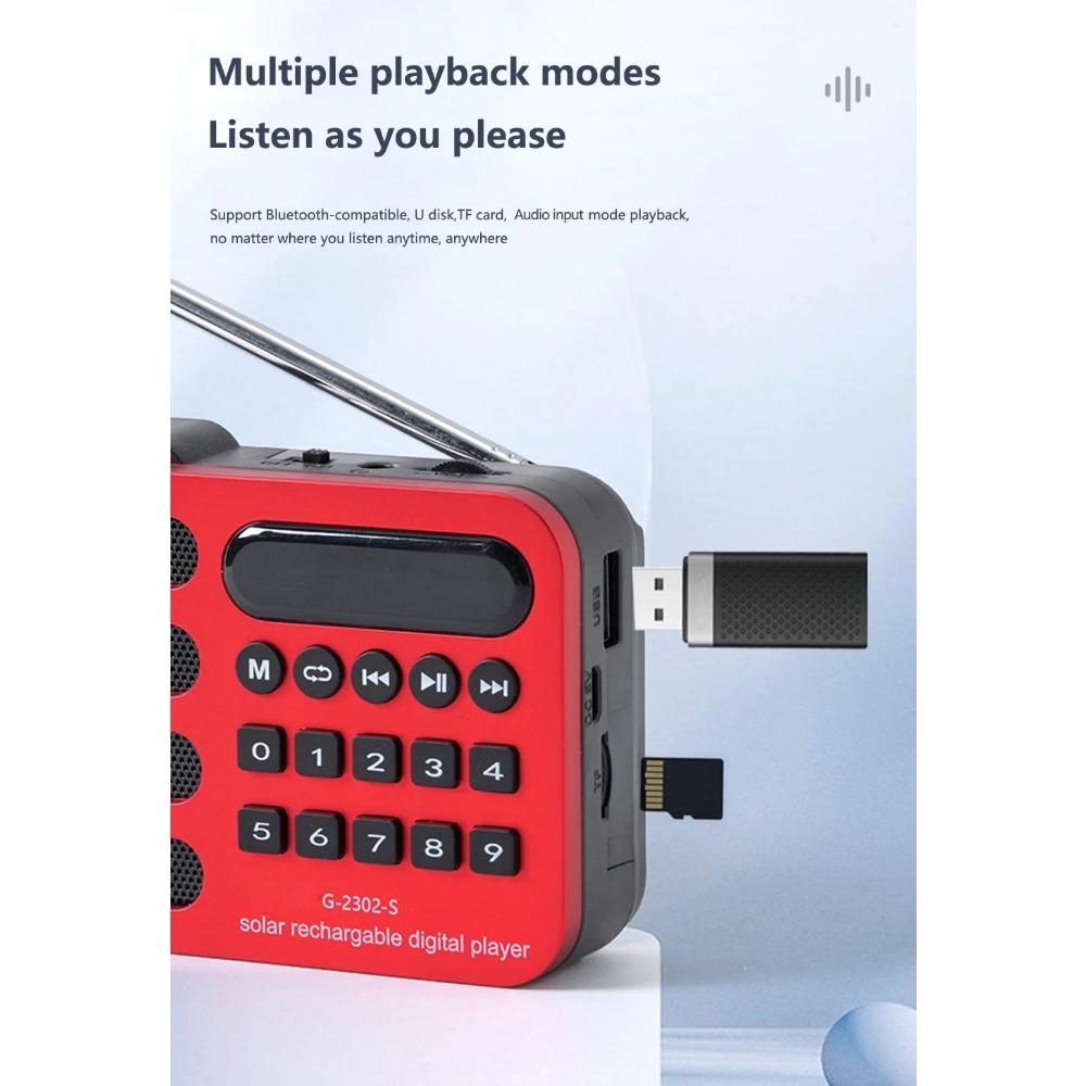 Tragbares Radio FM MP3 USB Bluetooth Wireless-Lautsprecher Unterstützt Solarladefunktion TF-Karte U-Disk-Musik-Player mit FM-Radioempfänger