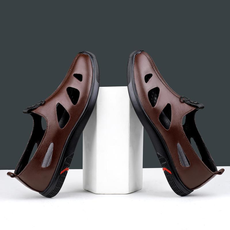 Luxury Brand Genuine Leather Men Sandals Moccasins Men Business Dress Sandals Handmade Leather Shoes Men Sandalias