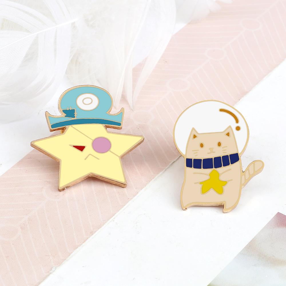 Cartoon Cute Animal Brooch Funny Rabbit Cats Star Pirates Enamel Pins Fashion Jewelry Backpack Denim Badge Gift for Kids Friends