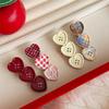 Sweet Plaid Heart Button Duckbill Clip Cute Side Bangs Hair Clip Girls Fashion Hair Accessories