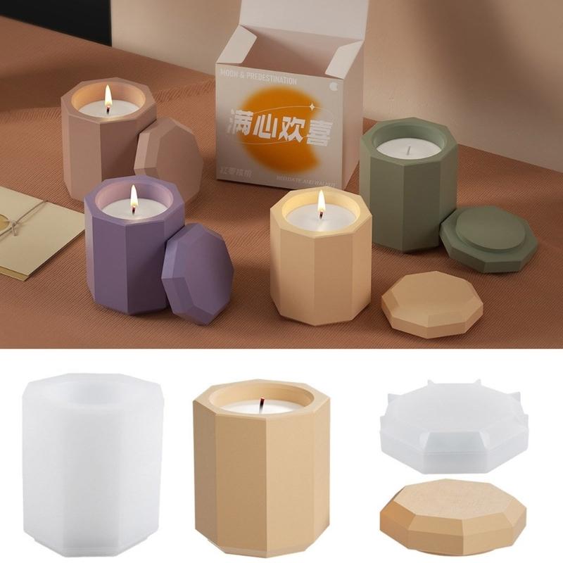 Octagon Storage Box Mold Ornaments Jar Bottles Gypsum Concrete Molds DIY Candle Cup Mold Flowerpot Silicone Resin Molds