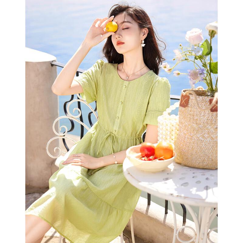 Elegant Short-Sleeve A-Line Mid-Length Dress