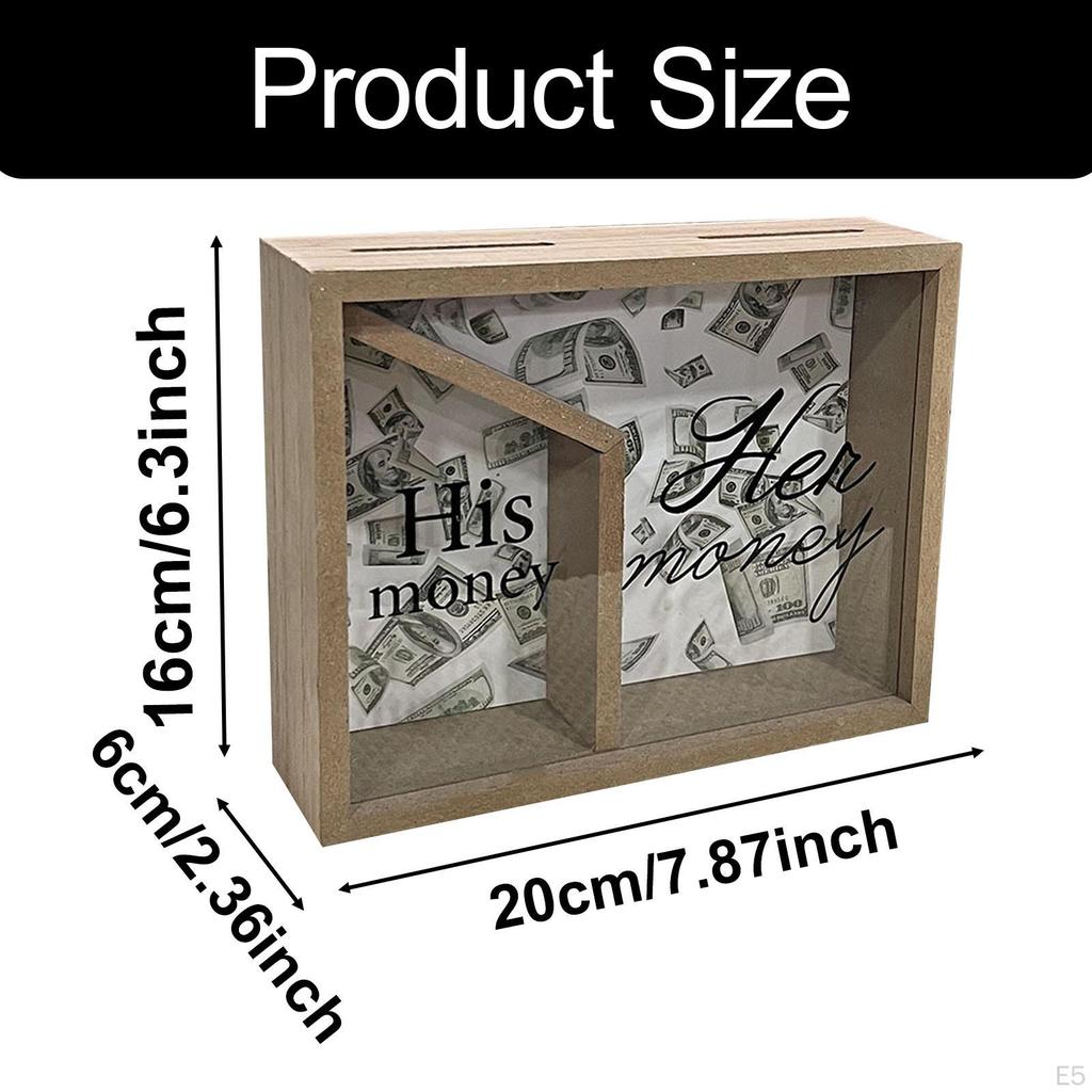 Wooden Piggy Bank Container Case Money Saving Jar for Desktop Kids Adults