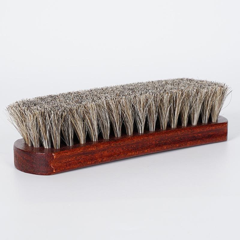 Beech Wood Horsehair Shoe Brush for Leather Care - Soft Bristles