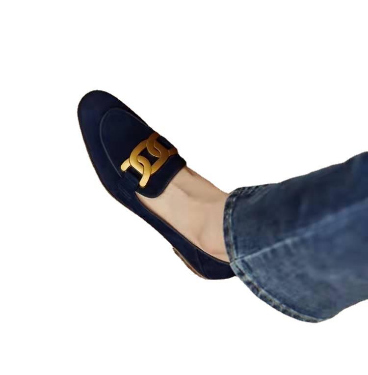 Retro One-pedal Spring New Metal Buckle Heel Flat-soled Single Shoes Fashion Women's Shoes