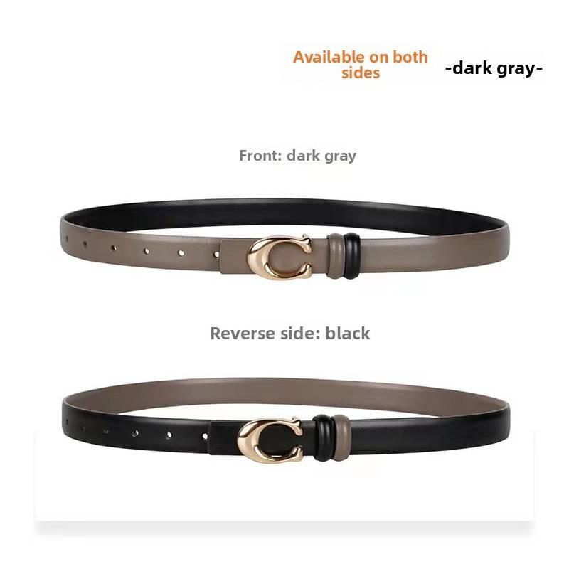 Durable Leather Genuine Belt For Women With Smooth Buckle And Elements Letter