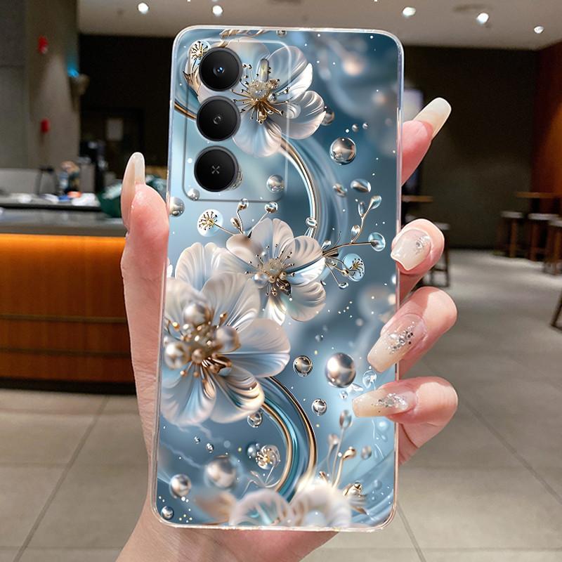 Silikonhülle Für Realme P3 Lite Hübsche Blumen Schmetterling Schutzhülle TPU Weiche Rückseite Fundas Für Realme P3 Lite 4G Handyhülle