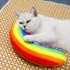 1 Stück Regenbogenförmiges Katzen-Kuschelkissen, Buntes Stoff-Haustierspielzeug, Katzenkissen, Weiches Plüsch-Kätzchen-Spielzubehör