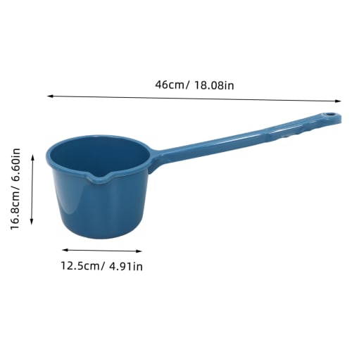 HOLIDYOYO Long-Handled Water Scoop, Household Water Spoon, Shower Ladle, Thick Bath Spoon, Plastic Water Scoop, Multi-Purpose Water Scoop (PP Blue)