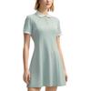 Fila White Series Knitted Double-Sided Jacquard Casual Versatile Short Sleeve Dress Women Dresses Oatmeal-Gray F11W523310F-GY