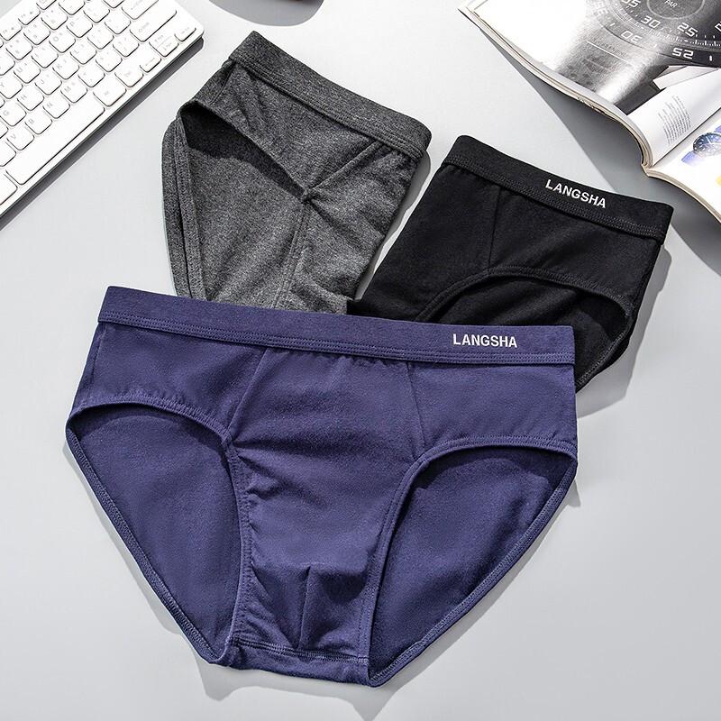 Langsha Men's 7A Antibacterial Cotton Briefs (4-Pack)