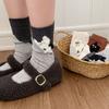 4 Pairs Cartoon Cute Cat Cotton Socks Women Girls Middle Tube Sleep Floor Socks