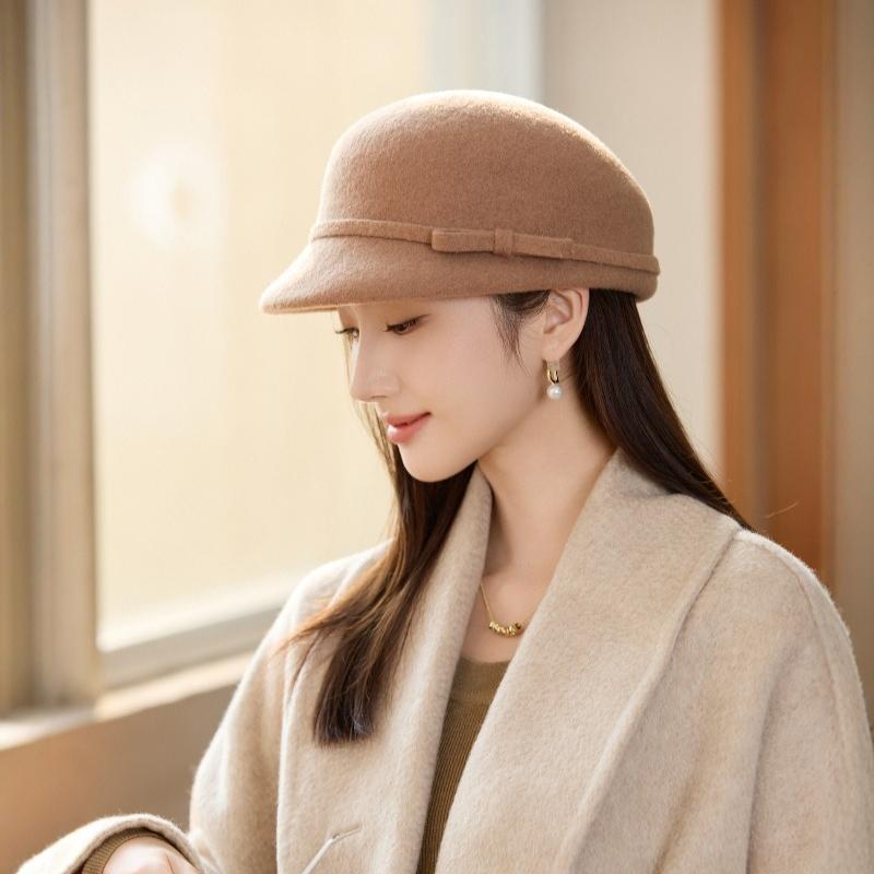 Wolle Mutter Fischerhut Damen Herbst und Winter Französisch Elegant Retro Kleiner Duftender Beckenhut