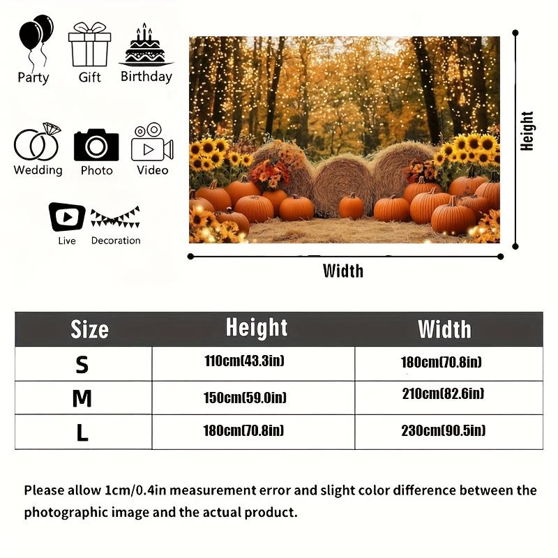 1pc Autumn Harvest Party Background Flag, Decorated with Vivid Sunflowers, Pumpkins, and Haystacks As Decorative Element