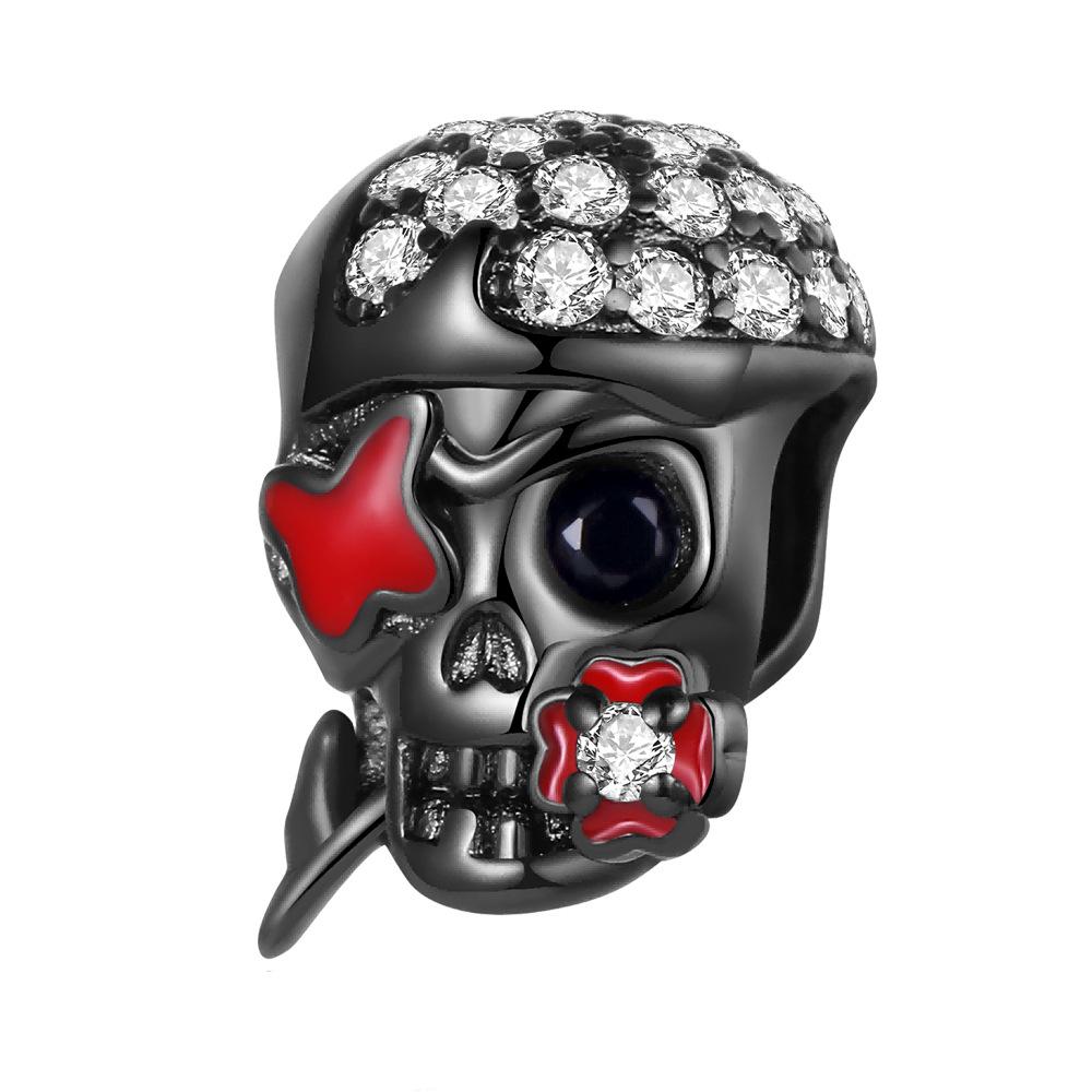 S925 Silver Halloween DIY Skull Pendant Jewelry Accessories Handmade Necklace Charm