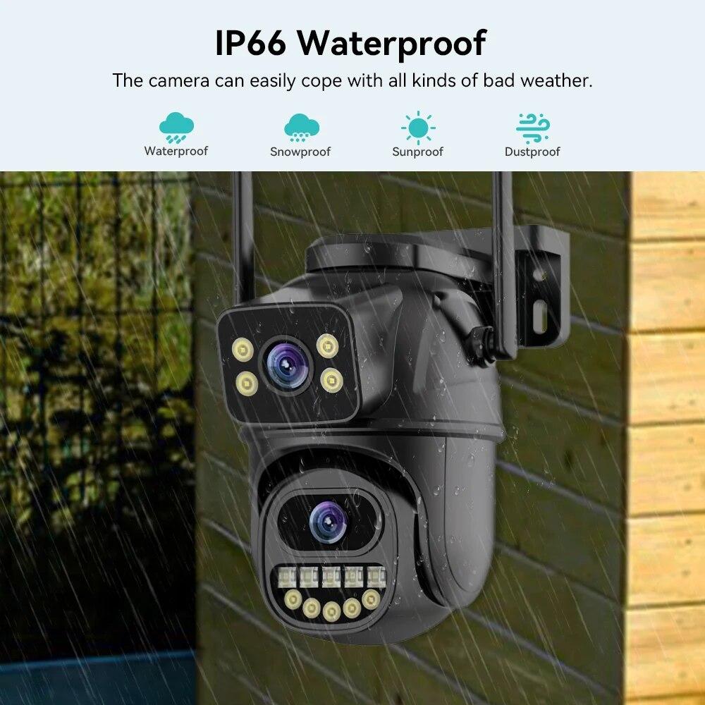 New EU 4K 8MP WIFI PTZ IP Camera Dual Lens With Dual Screen Ai Human Auto Tracking Color Nightvision ICsee Outdoor Surveillance Camera