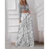 Women's Printed Casual Suit Lapel Sexy Lace-up Shirt. Waist Wide Leg Pants Two-piece Set
