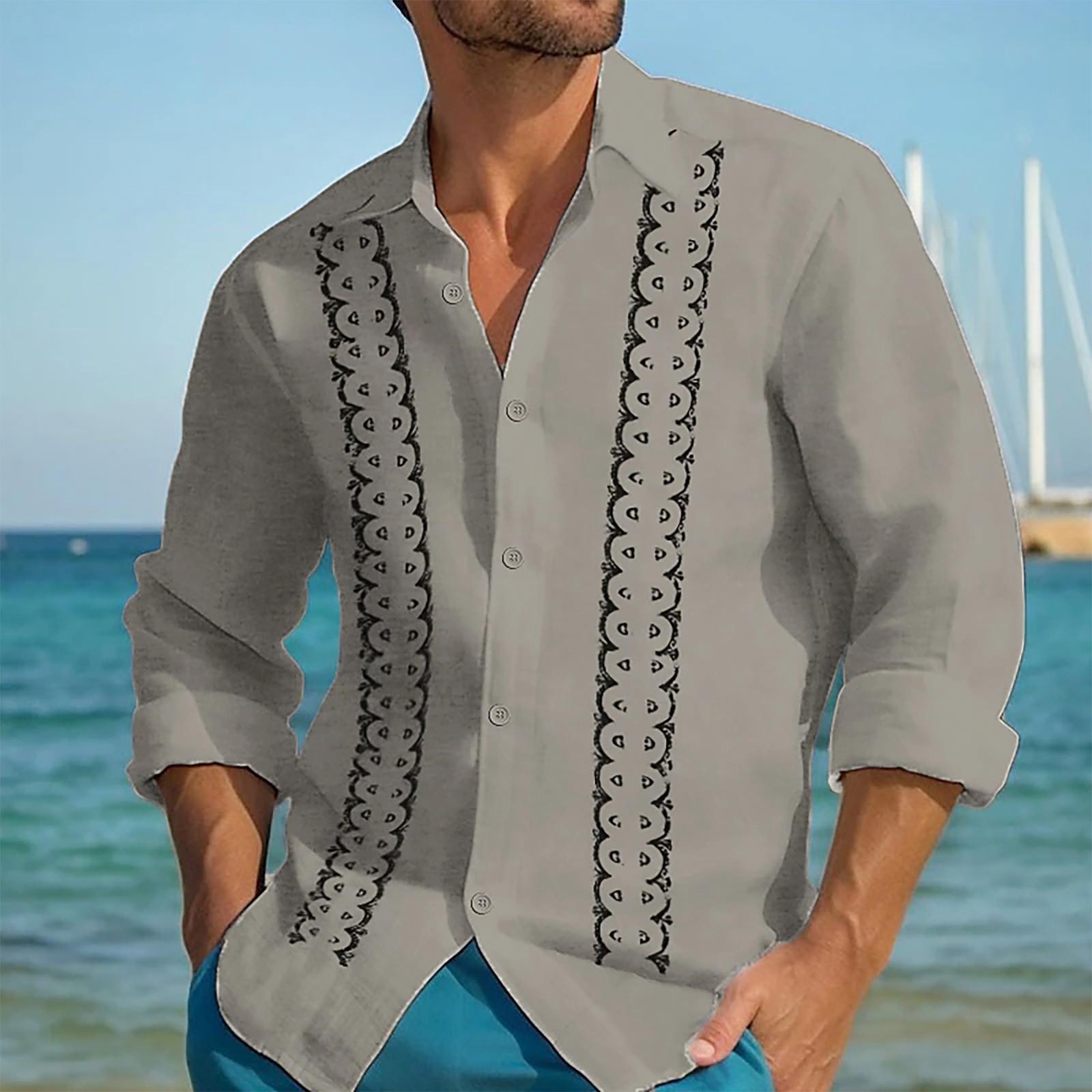 

Мужская летняя новая свободная рубашка с длинным рукавом с принтом, кардиган, пляжная рубашка XXL