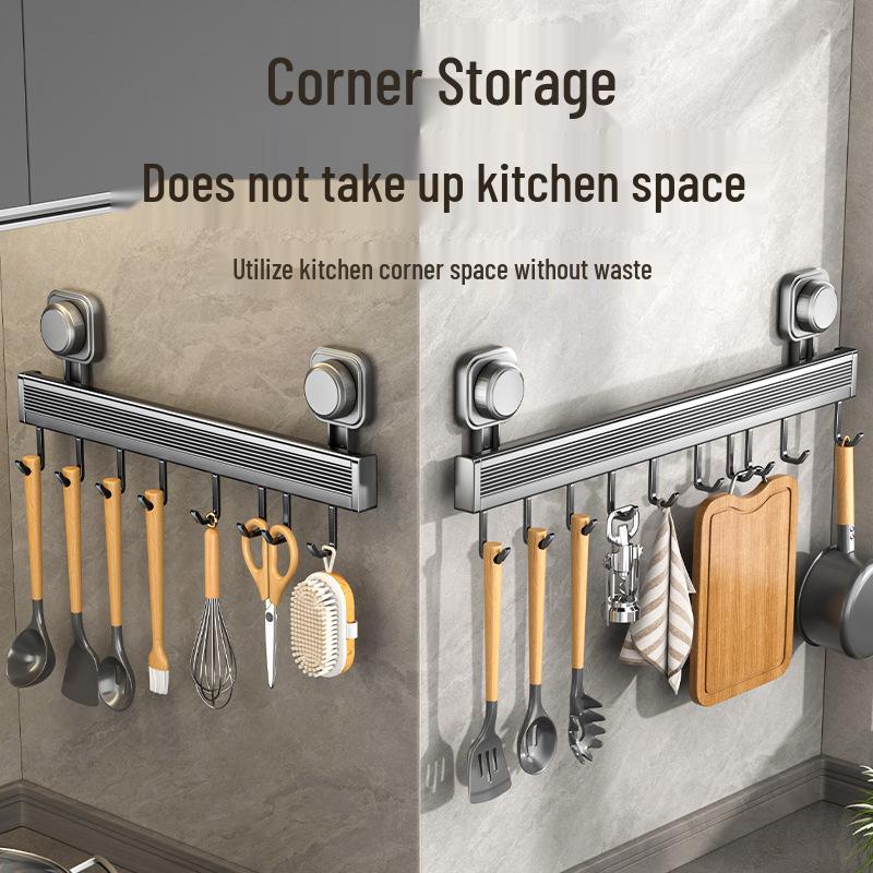 Punch-Free Movable Wall-Mounted Rack for Kitchen and Bathroom