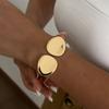 SHIXIN 2026 New Fashion Smooth Gold Color Silver Color Metal Spring Bangles for Women Hip Hop Imitation Pearl Wide Cuff Bracelet