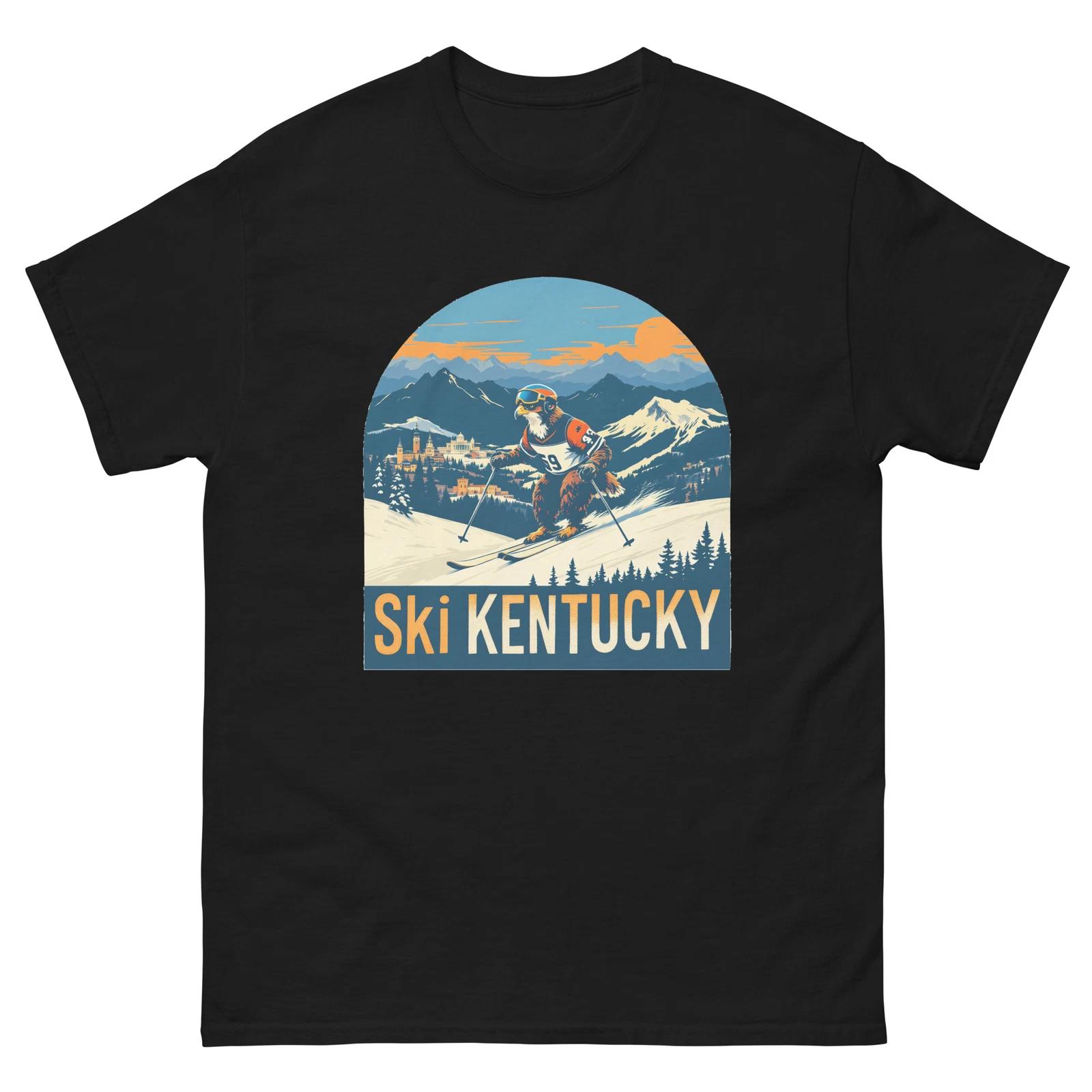 Ski Kentucky Hawk Skiing Skier Animal T-Shirt S