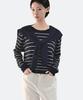 Keulleiseu Cape Shawl Layered Striped Knit T-Shirt_Ivory
