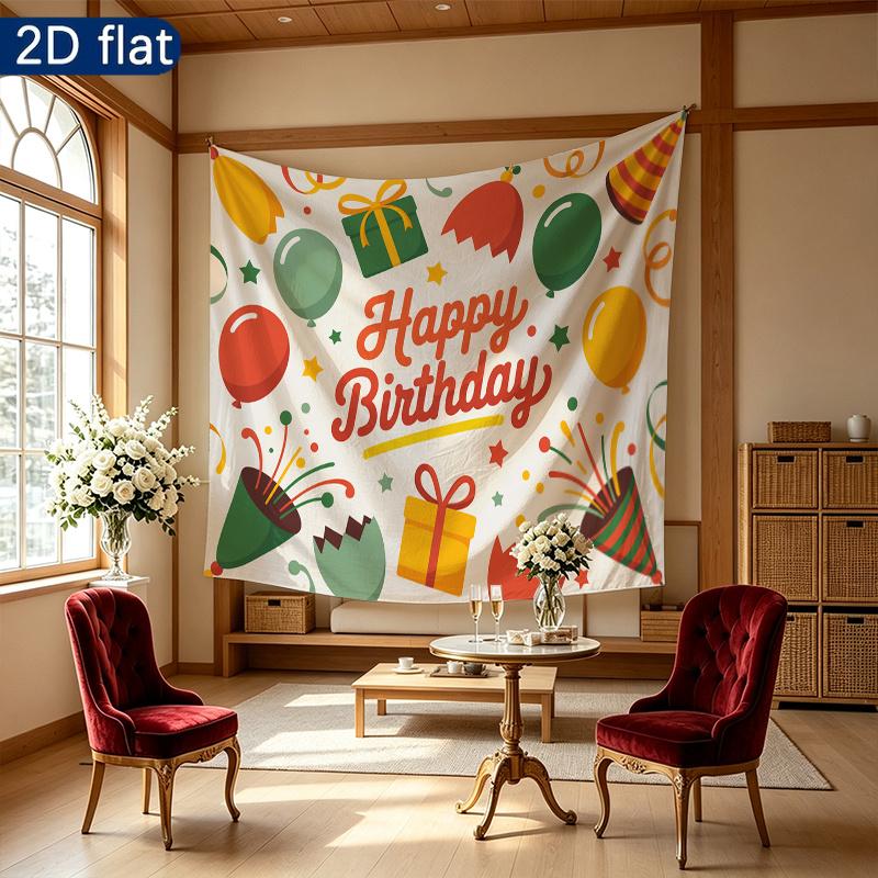 Gifts Polyester Fabric Birthday Party Backdrop, Polyester Banner for Wall Decor & Photo Booth