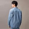 Calvin Klein Vintage Logo Patch Pocket Cotton Denim Shirt Men shirts 4RD747G