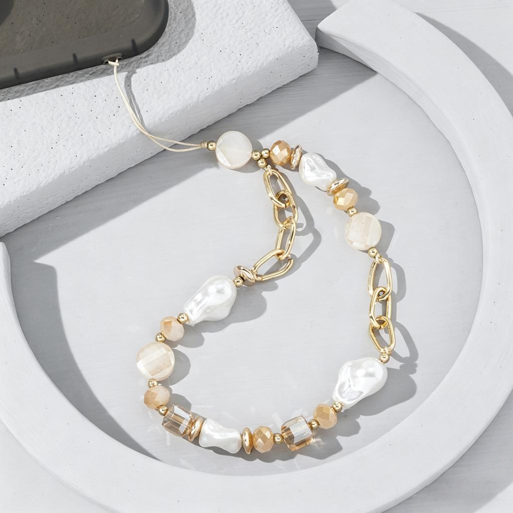 High Quality Gold Chain Link Elegance Pearl Beads Phone Straps for Phone Accessories