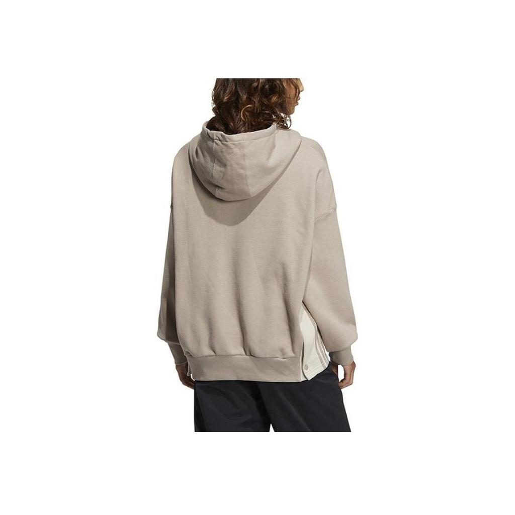 Adidas Hanorac cu mânecă lungă cu glugă, cu șnur, imprimat cu logo-ul trifoil, pentru femei, Gri IC8141