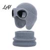 Comfortable Skin Friendly Winter Cap 1 Set Knit Hat Neck Warmer for Kids Earflap with Goggles Childrens And Fleece Lined Aviator Cap Warm Windproof