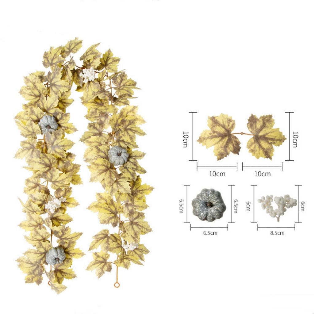 Fall Maples Leaves Garland Simulation Maple Leaf Pumpkin Berry Vine Wreath Thanksgiving Halloween Christmas Fireplace Decoration