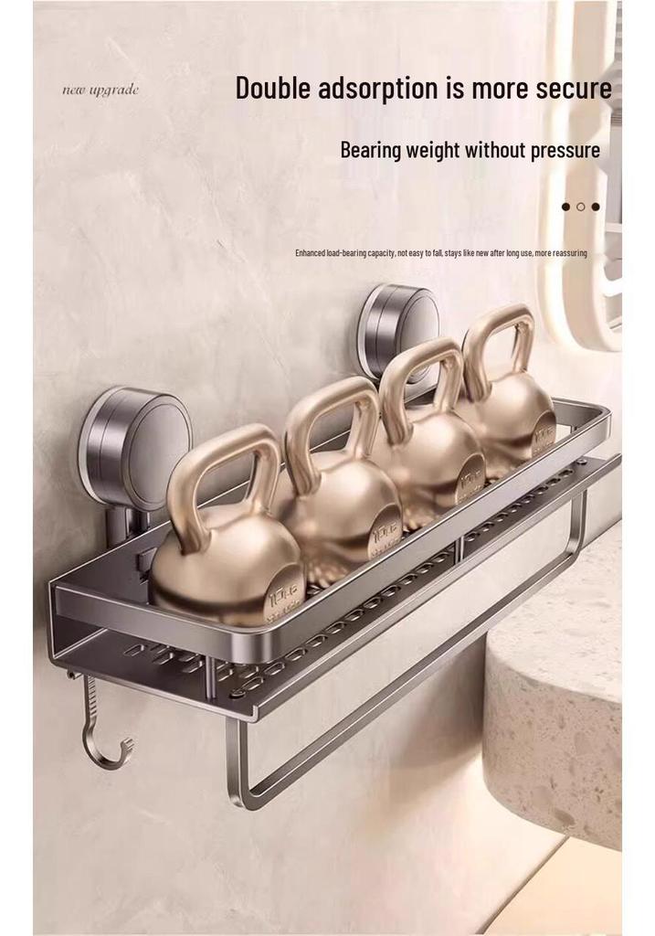 No-Drill Suction Cup Bathroom Shelf for Toiletries and Cosmetics