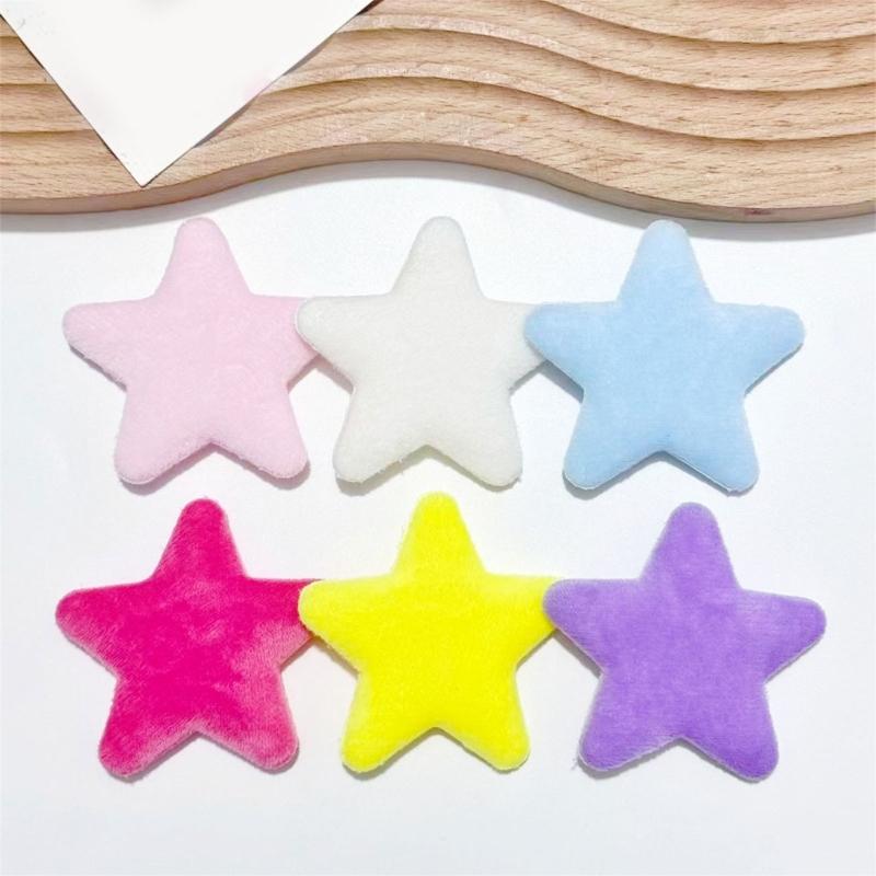 10Pcs 6.5CM Colorful Plush Star Appliques For Handmade Bag Garment Shoe Decoration Hair Accessories and Sewing Craft
