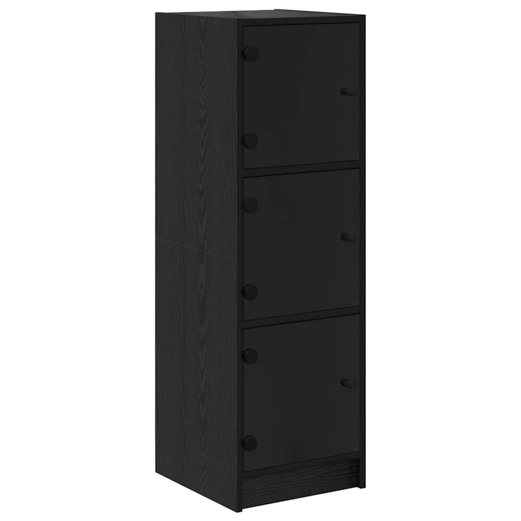 Highboard In Black Oak Look 35 X 37 X 109 Cm Particleboard