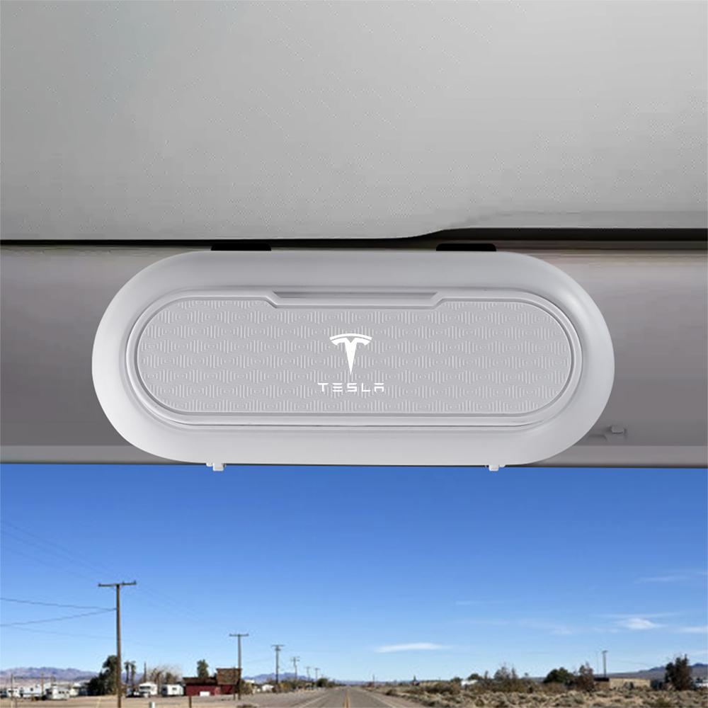 1Pcs ABS Car Sun Visor Glasses Frame Sunglasses Card Storage Case For Tesla Model 3 Y S X Roadster Juguete SpaceX Cybertruck